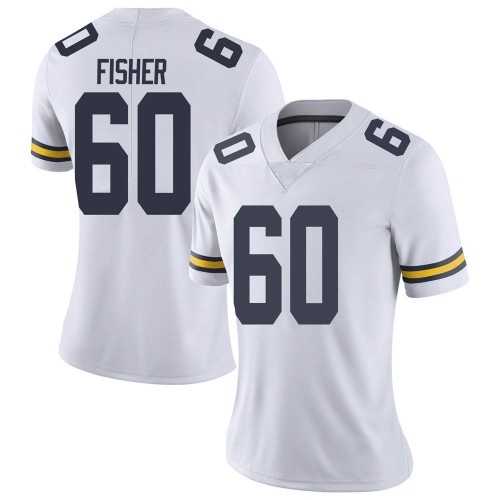 Luke Fisher Michigan Wolverines Women's NCAA #60 White Limited Brand Jordan College Stitched Football Jersey OGN2154IL